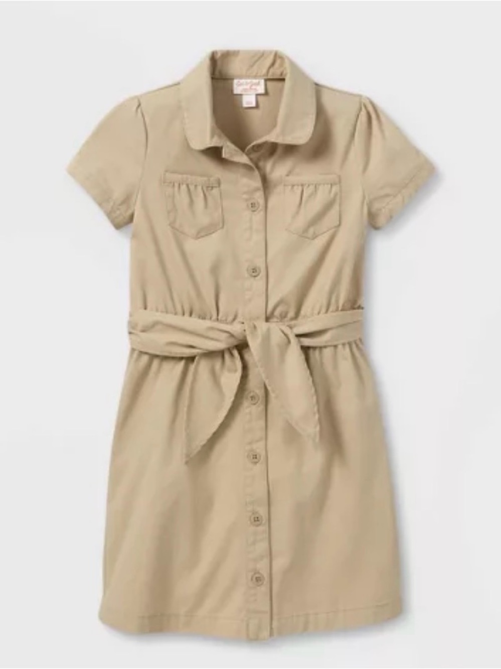 Cat & Jack | Girls' Short Sleeve Uniform Safari Dress - Khaki | Size 10 Youth